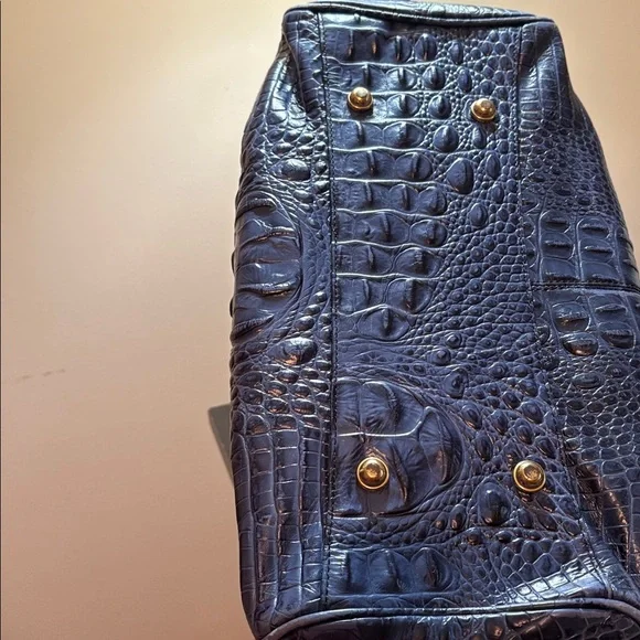 Brahmin Blue Embossed Leather Satchel - Picture 5 of 9